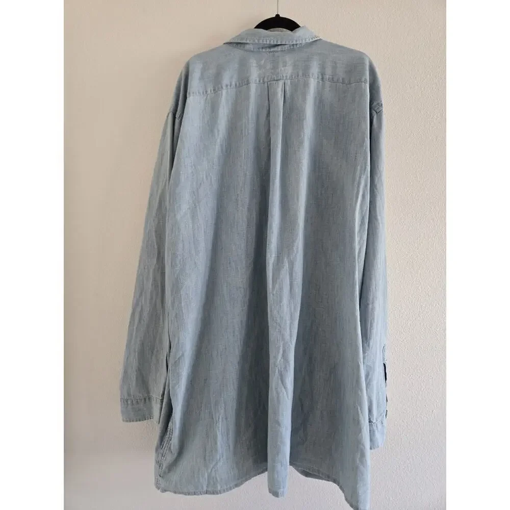 Polo Ralph Lauren Blue Chambray Shirt Jacket 3XLT Full Zip Clean Boy Old Money